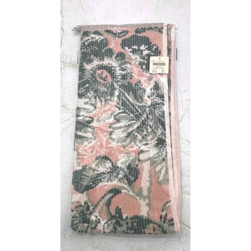 Anthropologie Eugenie Cotton Woven Floral Hand Towel Rose Tyrie‎ Blush NWT 30x16